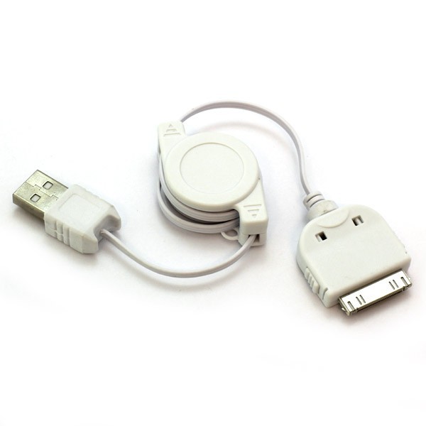 USB Data oplader kabel hvid rollable til iPad 3 64Gb