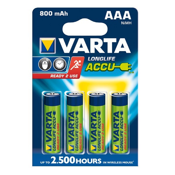 4x Varta Longlife Batteri Accu til Panasonic KX-TG6824